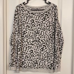 White/Black Animal Print Wide Neck Sweater XL